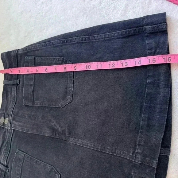 Madewell Black Denim Skirt Rigid A-Line distressed bottom size 2 - Picture 11 of 12